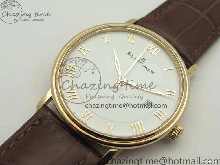 0328 Villeret 6651 RG ZF 1:1 Best Edition White Dial On Brown Leather Strap A Unique 8097